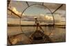 Intha Fisherman at Work. Using the Legs for Rowing. Inle Lake. Myanmar-Tom Norring-Mounted Photographic Print