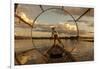 Intha Fisherman at Work. Using the Legs for Rowing. Inle Lake. Myanmar-Tom Norring-Framed Photographic Print