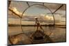 Intha Fisherman at Work. Using the Legs for Rowing. Inle Lake. Myanmar-Tom Norring-Mounted Photographic Print