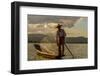 Intha Fisherman at Work. Using the Legs for Rowing. Inle Lake. Myanmar-Tom Norring-Framed Photographic Print