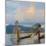 Intha Fisherman Rowing at Sunset on Inle Lake, Shan State, Myanmar-Keren Su-Mounted Premium Photographic Print