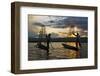 Intha Fisherman Rowing at Sunset on Inle Lake, Shan State, Myanmar-Keren Su-Framed Photographic Print