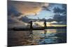 Intha Fisherman Rowing at Sunset on Inle Lake, Shan State, Myanmar-Keren Su-Mounted Photographic Print