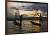 Intha Fisherman Rowing at Sunset on Inle Lake, Shan State, Myanmar-Keren Su-Framed Photographic Print