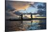 Intha Fisherman Rowing at Sunset on Inle Lake, Shan State, Myanmar-Keren Su-Stretched Canvas