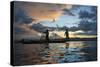 Intha Fisherman Rowing at Sunset on Inle Lake, Shan State, Myanmar-Keren Su-Stretched Canvas