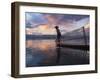 Intha Fisherman Rowing Boat with Fishing Net on Inle Lake, Myanmar, Asia-Keren Su-Framed Photographic Print