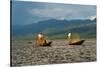 Intha Fisherman Rowing Boat with Leg on Inle Lake, Shan State, Myanmar-Keren Su-Stretched Canvas