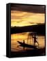 Intha Fisherman Rowing Boat With Legs at Sunset, Myanmar-Keren Su-Framed Stretched Canvas