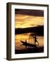 Intha Fisherman Rowing Boat With Legs at Sunset, Myanmar-Keren Su-Framed Photographic Print