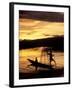 Intha Fisherman Rowing Boat With Legs at Sunset, Myanmar-Keren Su-Framed Photographic Print