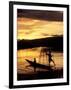 Intha Fisherman Rowing Boat With Legs at Sunset, Myanmar-Keren Su-Framed Photographic Print