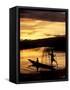 Intha Fisherman Rowing Boat With Legs at Sunset, Myanmar-Keren Su-Framed Stretched Canvas