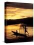 Intha Fisherman Rowing Boat With Legs at Sunset, Myanmar-Keren Su-Stretched Canvas