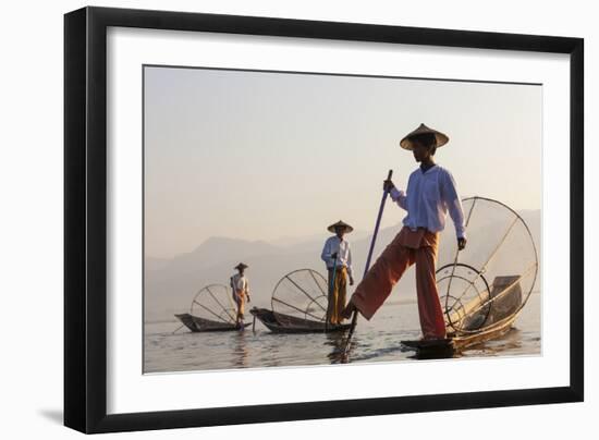 Intha Fisherman, Shan State, Inle Lake, Myanmar (Burma)-Peter Adams-Framed Photographic Print