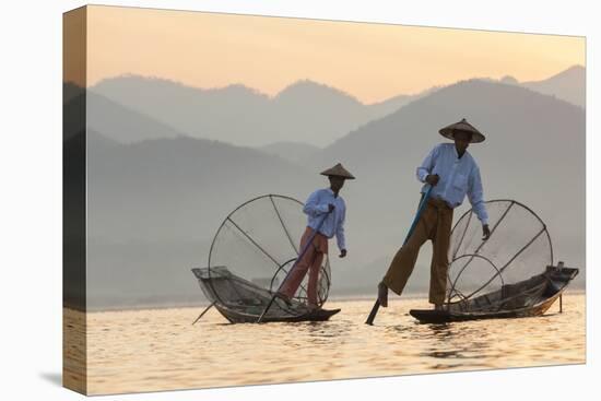 Intha Fisherman, Shan State, Inle Lake, Myanmar (Burma)-Peter Adams-Stretched Canvas