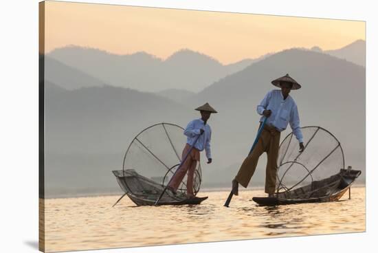 Intha Fisherman, Shan State, Inle Lake, Myanmar (Burma)-Peter Adams-Stretched Canvas