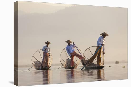 Intha Fisherman, Shan State, Inle Lake, Myanmar (Burma)-Peter Adams-Stretched Canvas