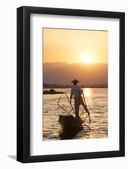 Intha Fisherman, Shan State, Inle Lake, Myanmar (Burma)-Peter Adams-Framed Photographic Print