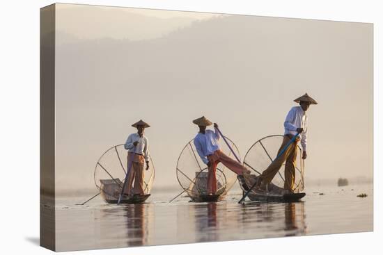 Intha Fisherman, Shan State, Inle Lake, Myanmar (Burma)-Peter Adams-Stretched Canvas