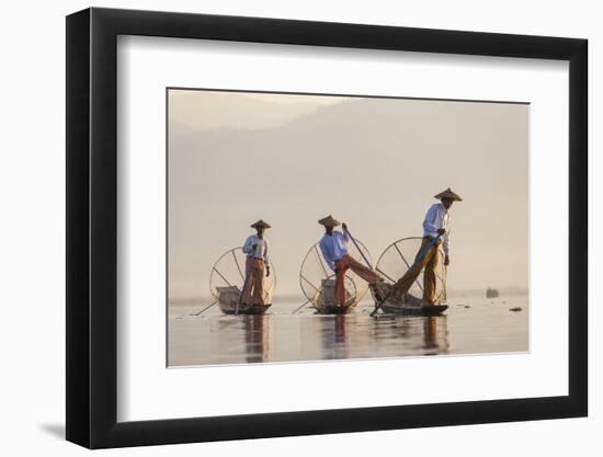 Intha Fisherman, Shan State, Inle Lake, Myanmar (Burma)-Peter Adams-Framed Photographic Print