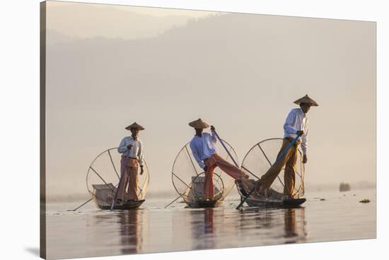 Intha Fisherman, Shan State, Inle Lake, Myanmar (Burma)-Peter Adams-Stretched Canvas