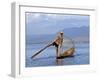 Intha Fisherman with a Traditional Fish Trap, Using Leg-Rowing Technique, Lake Inle, Myanmar-Nigel Pavitt-Framed Photographic Print