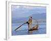 Intha Fisherman with a Traditional Fish Trap, Using Leg-Rowing Technique, Lake Inle, Myanmar-Nigel Pavitt-Framed Photographic Print