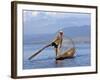 Intha Fisherman with a Traditional Fish Trap, Using Leg-Rowing Technique, Lake Inle, Myanmar-Nigel Pavitt-Framed Photographic Print