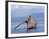 Intha Fisherman with a Traditional Fish Trap, Using Leg-Rowing Technique, Lake Inle, Myanmar-Nigel Pavitt-Framed Photographic Print