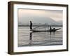 Intha Fisherman with Traditional Fish Trap, Unusual Leg-Rowing Technique, Lake Inle, Myanmar-Nigel Pavitt-Framed Photographic Print