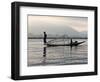 Intha Fisherman with Traditional Fish Trap, Unusual Leg-Rowing Technique, Lake Inle, Myanmar-Nigel Pavitt-Framed Photographic Print