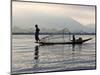 Intha Fisherman with Traditional Fish Trap, Unusual Leg-Rowing Technique, Lake Inle, Myanmar-Nigel Pavitt-Mounted Photographic Print