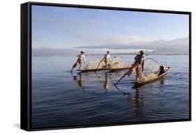 Intha Leg-Rower Fishermen, Inle Lake, Shan State, Myanmar (Burma), Asia-Stuart Black-Framed Stretched Canvas