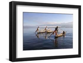 Intha Leg-Rower Fishermen, Inle Lake, Shan State, Myanmar (Burma), Asia-Stuart Black-Framed Photographic Print
