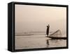 Intha Leg Rowing Fisherman at Dawn, Inle Lake, Nyaungshwe, Shan State, Myanmar (Burma), Asia-Stephen Studd-Framed Stretched Canvas