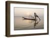 Intha Leg Rowing Fisherman at Dawn Sunrise, Inle Lake, Nyaungshwe-Stephen Studd-Framed Photographic Print