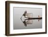 Intha Leg Rowing Fisherman Reflected in Water Dawn with Young Girl, Inle Lake, Nyaungshwe-Stephen Studd-Framed Photographic Print