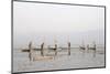 Intha Leg Rowing Fishermen at Dusk, Inle Lake, Nyaungshwe, Shan State, Myanmar (Burma), Asia-Stephen Studd-Mounted Photographic Print