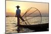 Intha 'Leg Rowing' Fishermen at Sunset on Inle Lake-Lee Frost-Mounted Photographic Print