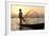 Intha 'Leg Rowing' Fishermen at Sunset on Inle Lake-Lee Frost-Framed Photographic Print