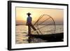 Intha 'Leg Rowing' Fishermen at Sunset on Inle Lake-Lee Frost-Framed Photographic Print