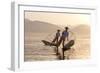 Intha 'Leg Rowing' Fishermen at Sunset on Inle Lake-Lee Frost-Framed Photographic Print