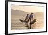 Intha 'Leg Rowing' Fishermen at Sunset on Inle Lake-Lee Frost-Framed Photographic Print