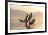 Intha 'Leg Rowing' Fishermen at Sunset on Inle Lake-Lee Frost-Framed Photographic Print