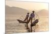 Intha 'Leg Rowing' Fishermen at Sunset on Inle Lake-Lee Frost-Mounted Photographic Print