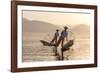 Intha 'Leg Rowing' Fishermen at Sunset on Inle Lake-Lee Frost-Framed Photographic Print