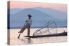 Intha 'Leg Rowing' Fishermen at Sunset on Inle Lake-Lee Frost-Stretched Canvas