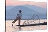 Intha 'Leg Rowing' Fishermen at Sunset on Inle Lake-Lee Frost-Stretched Canvas