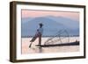 Intha 'Leg Rowing' Fishermen at Sunset on Inle Lake-Lee Frost-Framed Photographic Print